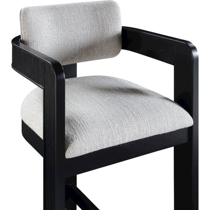 Sacha Grey Linen Textured Fabric Stool