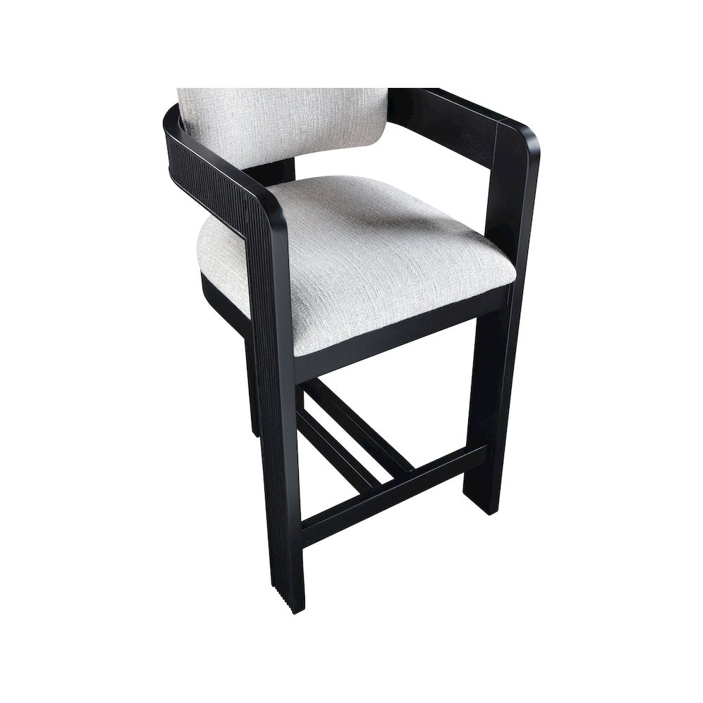 Sacha Grey Linen Textured Fabric Stool