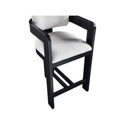 Sacha Grey Linen Textured Fabric Stool