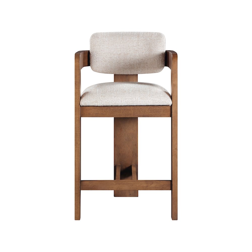 Sacha Beige Linen Textured Fabric Stool