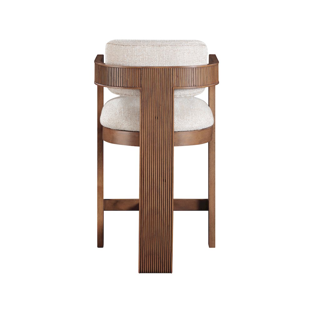 Sacha Beige Linen Textured Fabric Stool