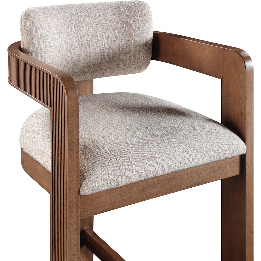 Sacha Beige Linen Textured Fabric Stool