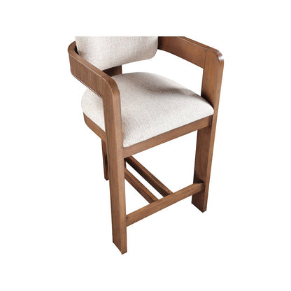 Sacha Beige Linen Textured Fabric Stool