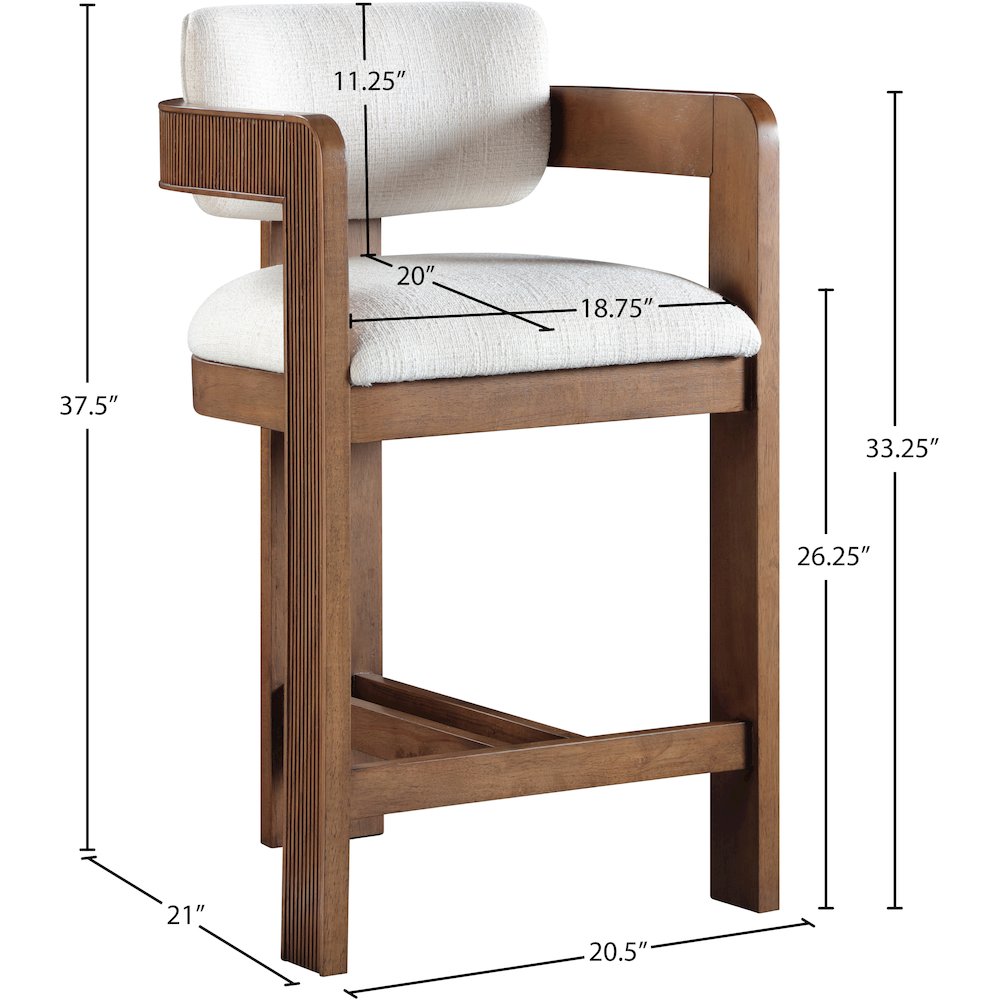 Sacha Cream Linen Textured Fabric Stool