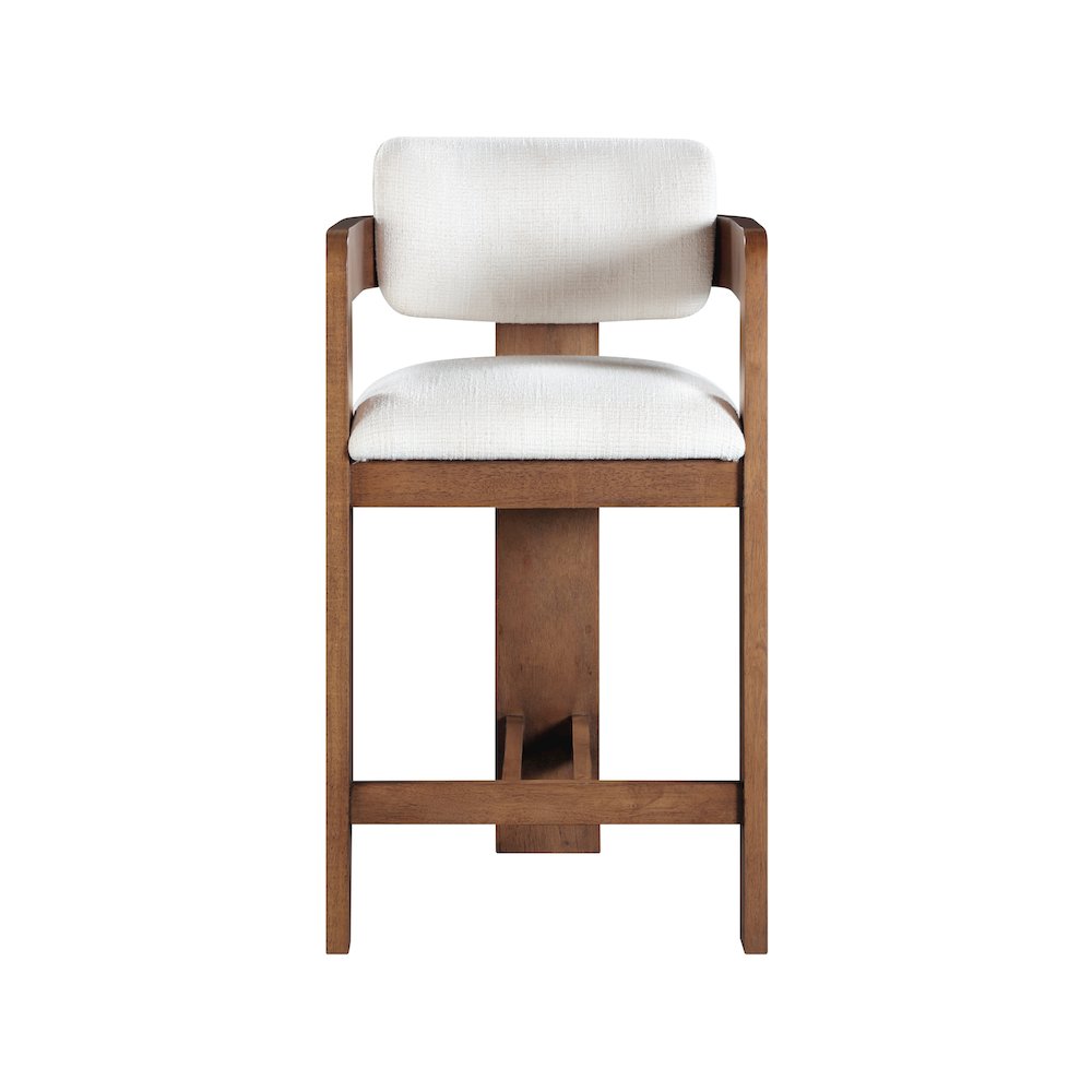Sacha Cream Linen Textured Fabric Stool