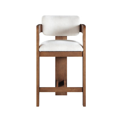 Sacha Cream Linen Textured Fabric Stool