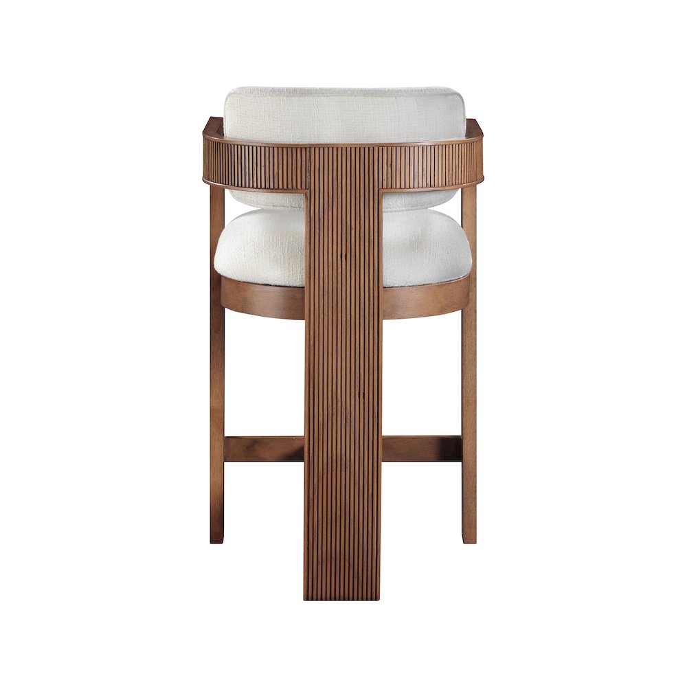 Sacha Cream Linen Textured Fabric Stool