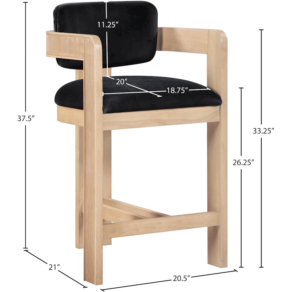 Sacha Black Velvet Stool