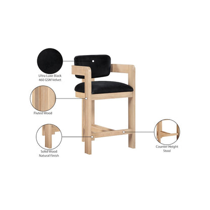 Sacha Black Velvet Stool