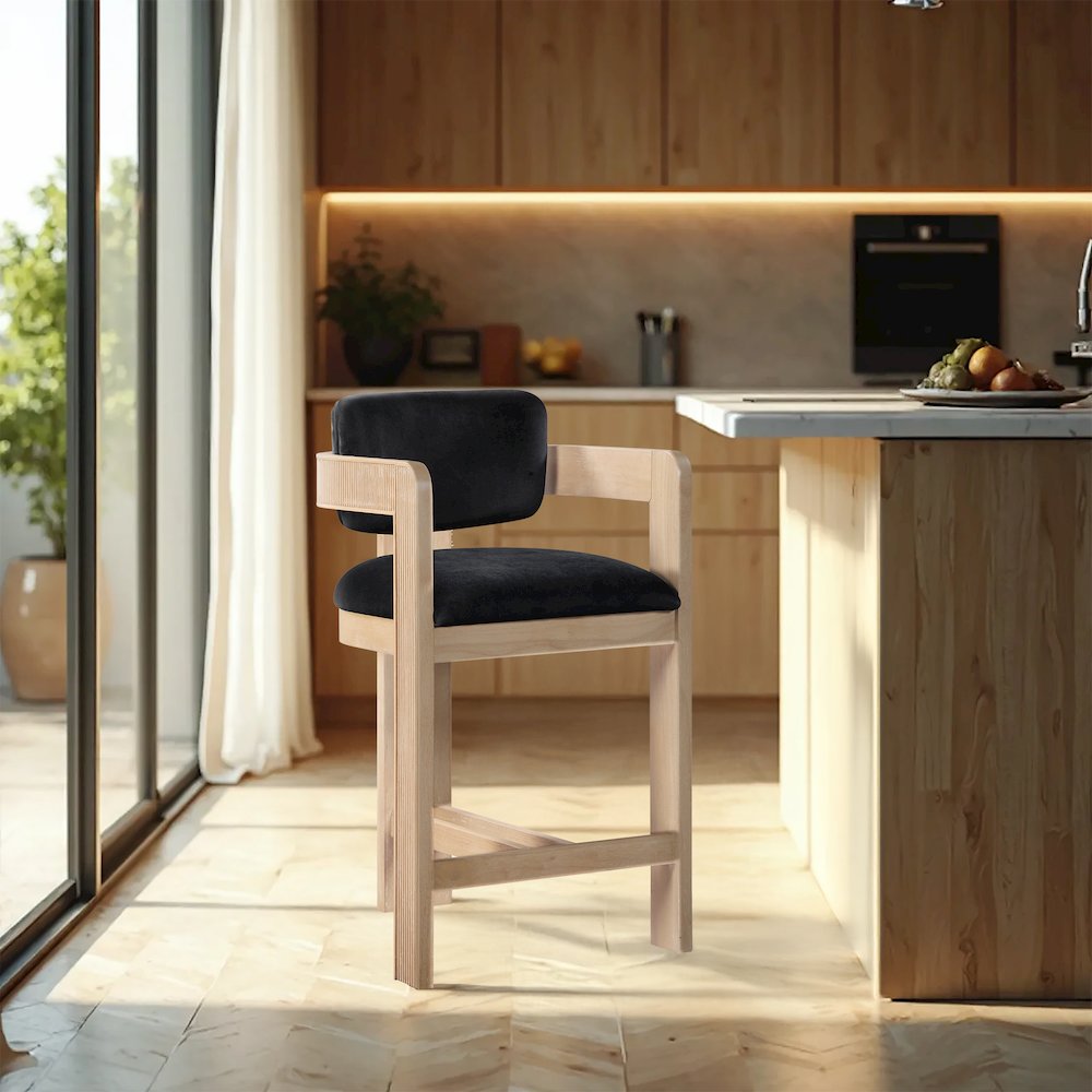 Sacha Black Velvet Stool