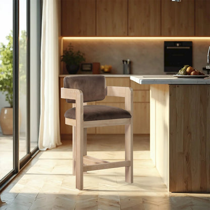 Sacha Brown Velvet Stool