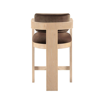 Sacha Brown Velvet Stool
