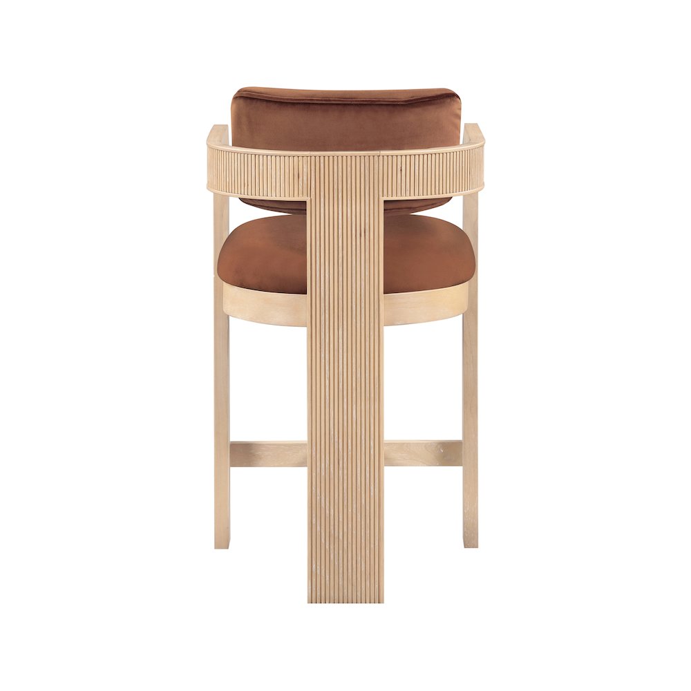 Sacha Cognac Velvet Stool