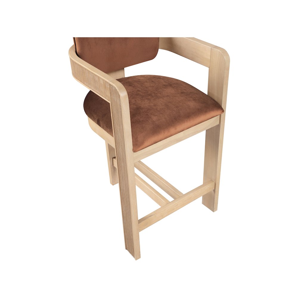 Sacha Cognac Velvet Stool