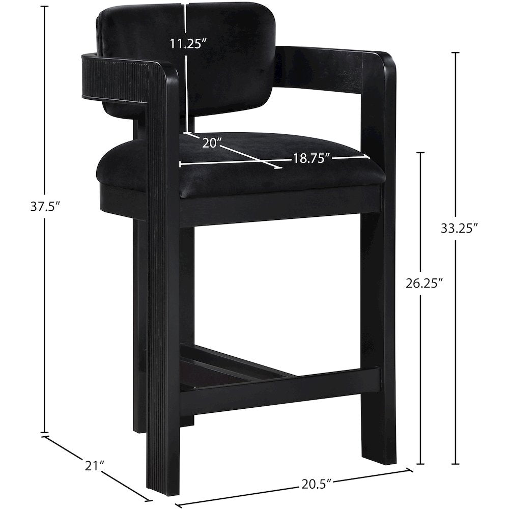 Sacha Black Velvet Stool