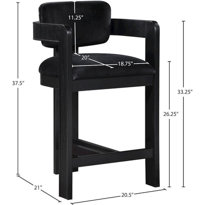 Sacha Black Velvet Stool