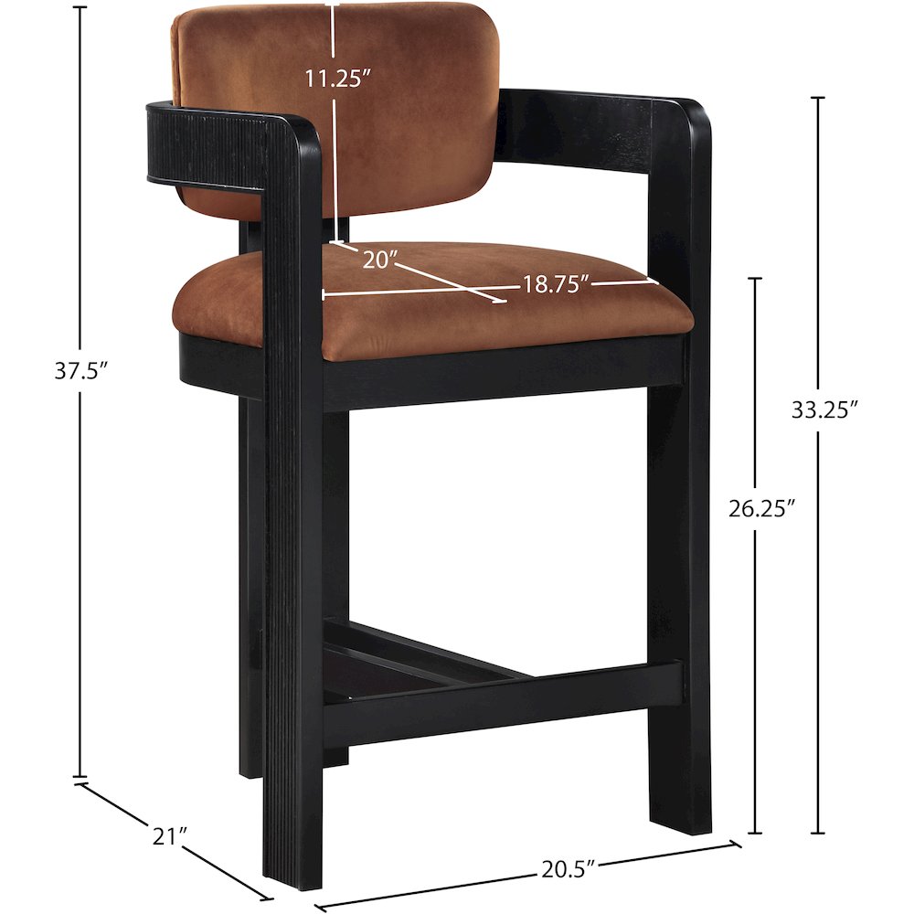 Sacha Cognac Velvet Stool