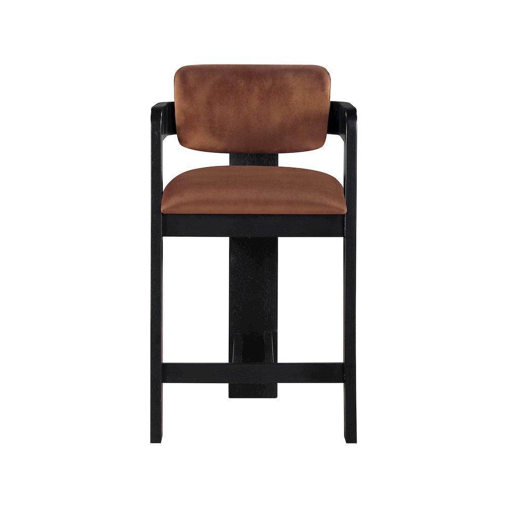 Sacha Cognac Velvet Stool