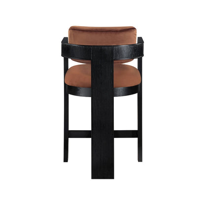 Sacha Cognac Velvet Stool