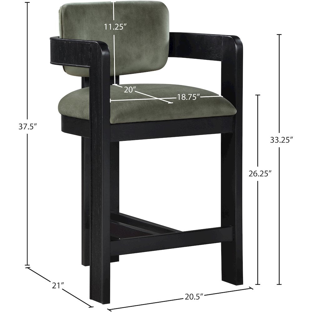 Sacha Green Velvet Stool
