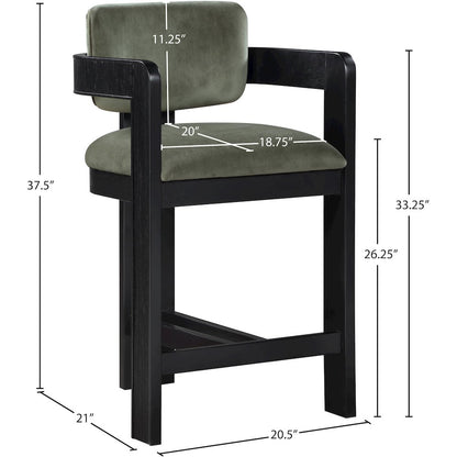 Sacha Green Velvet Stool