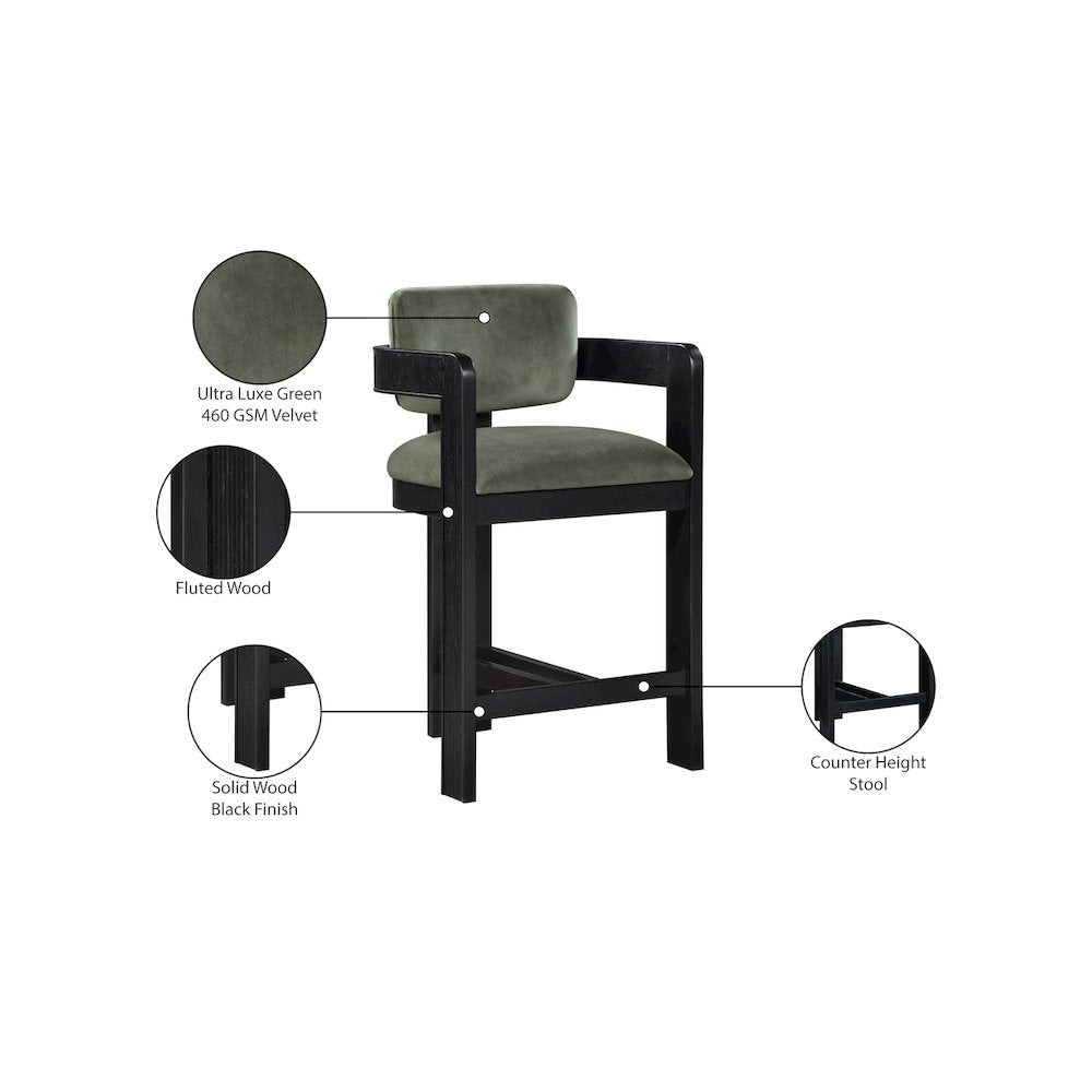 Sacha Green Velvet Stool