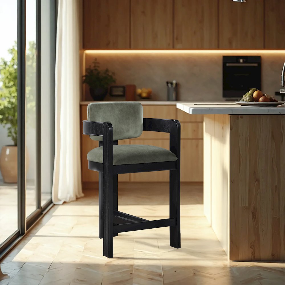 Sacha Green Velvet Stool