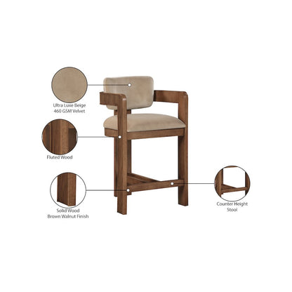 Sacha Beige Velvet Stool
