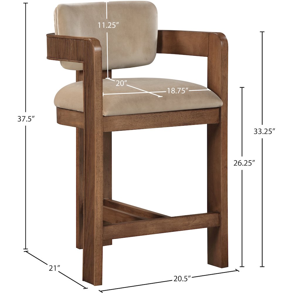 Sacha Beige Velvet Stool