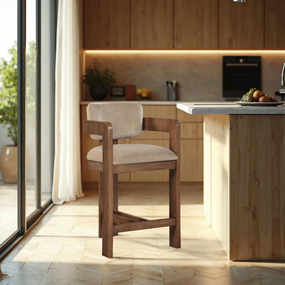 Sacha Beige Velvet Stool