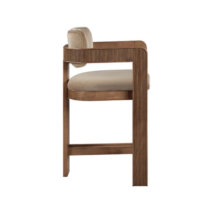 Sacha Beige Velvet Stool