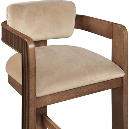 Sacha Beige Velvet Stool