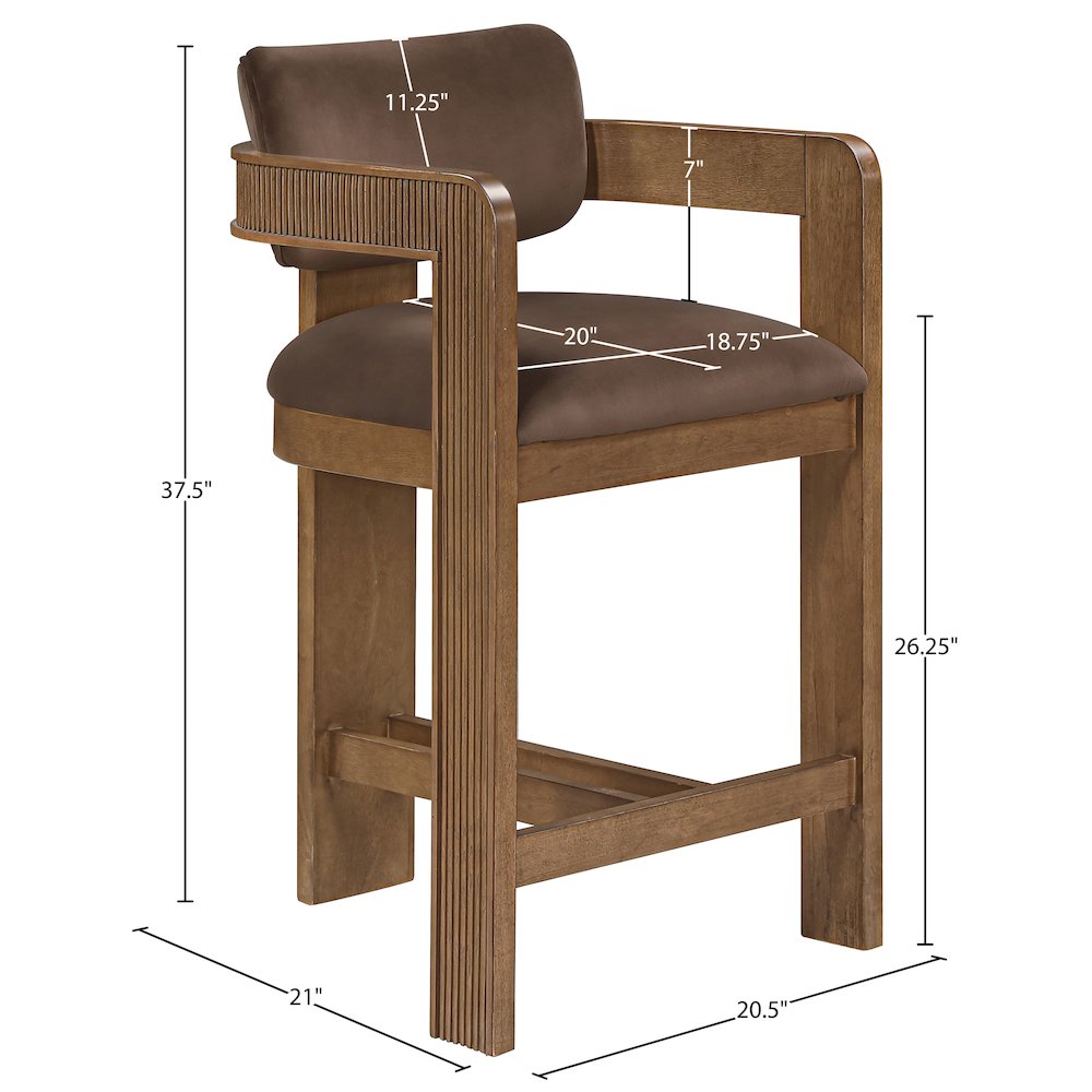 Sacha Brown Velvet Upholstered Counter Stool