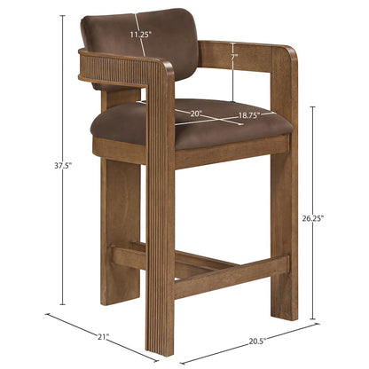 Sacha Brown Velvet Upholstered Counter Stool