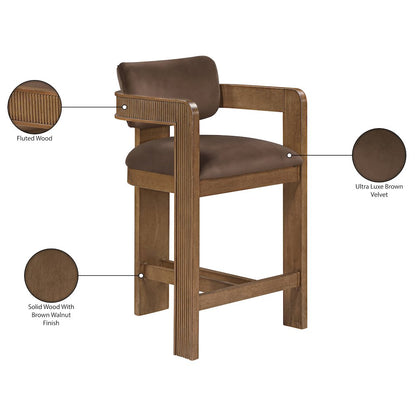 Sacha Brown Velvet Upholstered Counter Stool