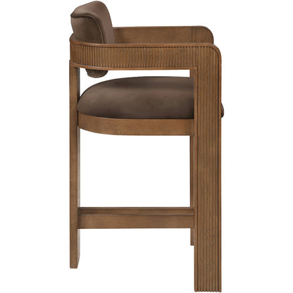 Sacha Brown Velvet Upholstered Counter Stool