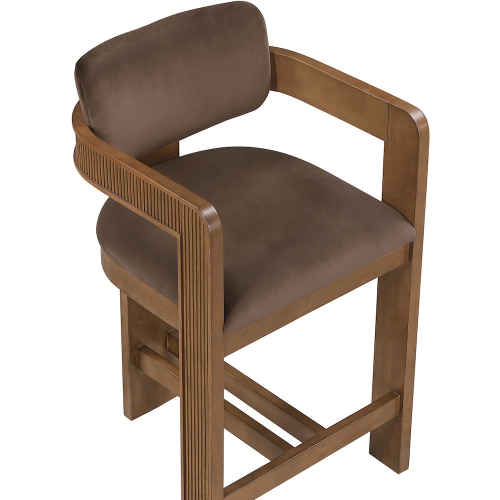 Sacha Brown Velvet Upholstered Counter Stool