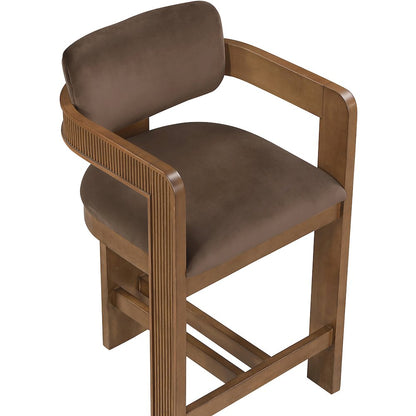 Sacha Brown Velvet Upholstered Counter Stool
