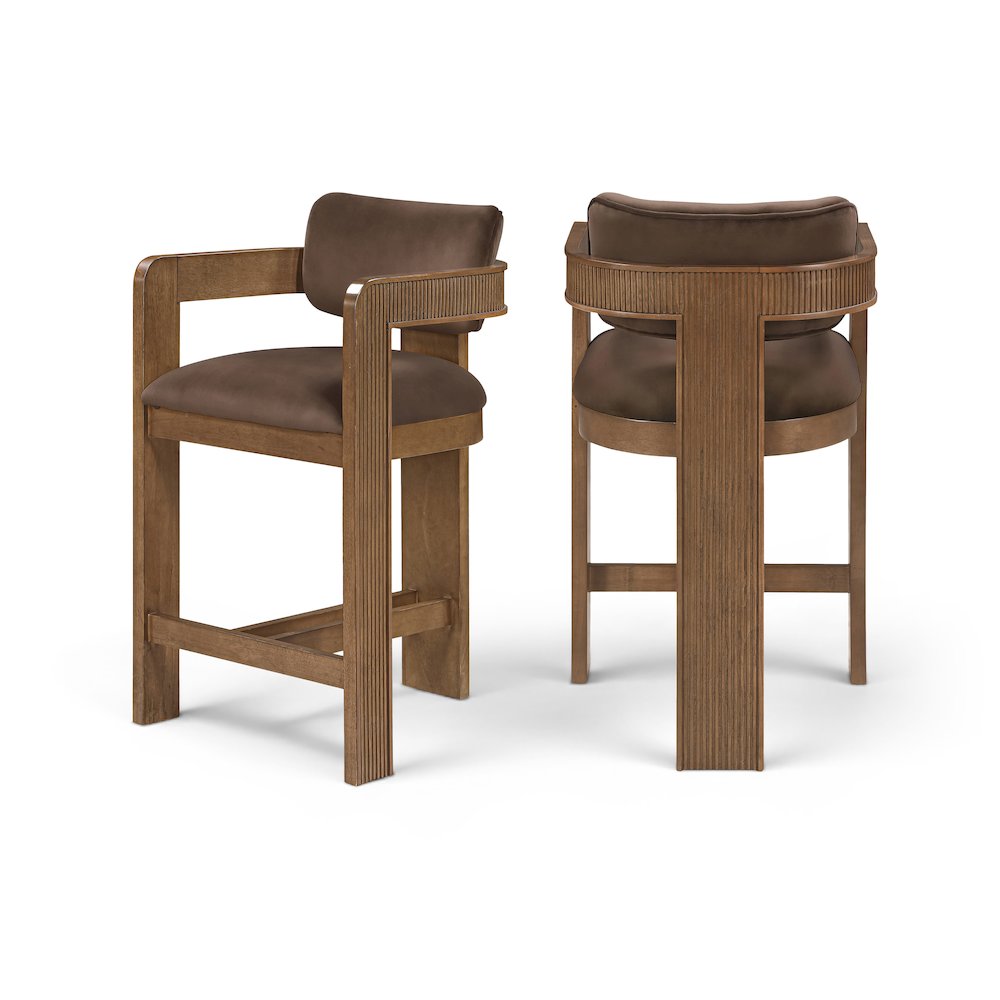 Sacha Brown Velvet Upholstered Counter Stool