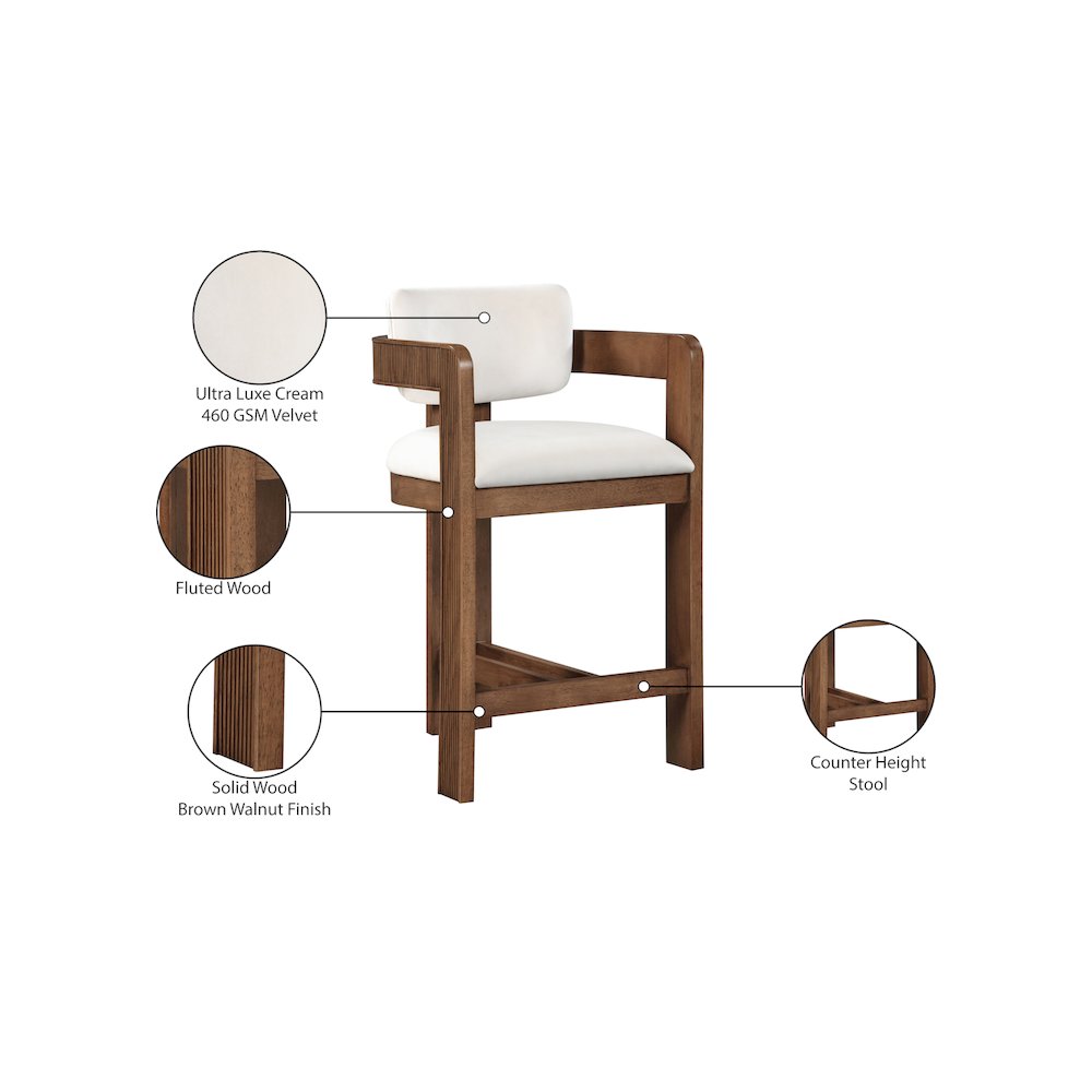 Sacha Cream Velvet Stool
