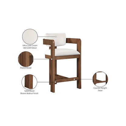 Sacha Cream Velvet Stool