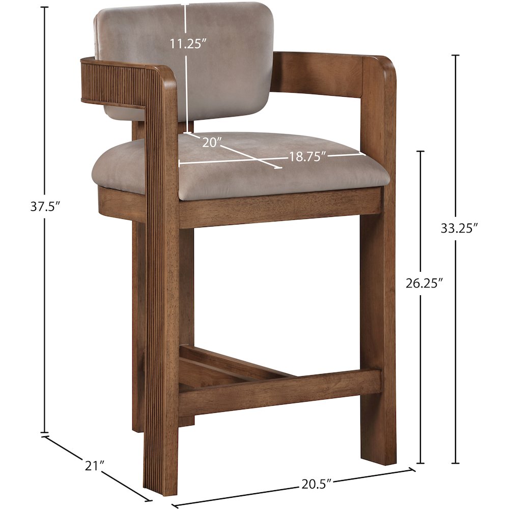 Sacha Taupe Velvet Stool