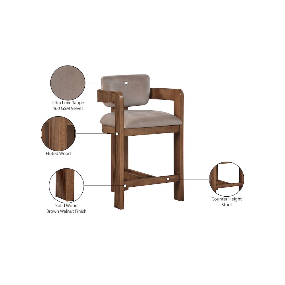 Sacha Taupe Velvet Stool