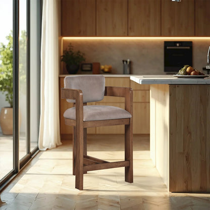Sacha Taupe Velvet Stool