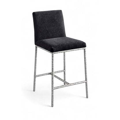 Reeves Black Chenille Fabric Upholstered Counter Stool, Set of 2
