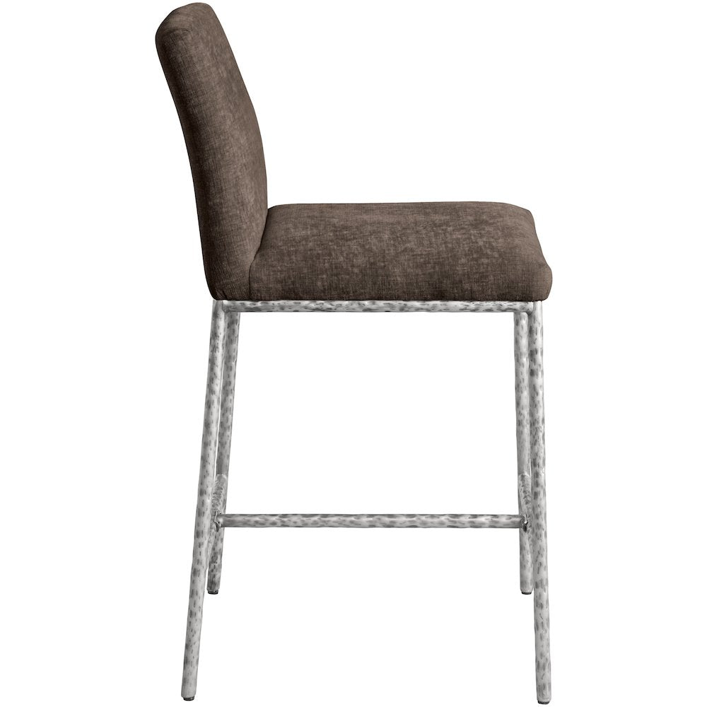 Reeves Brown Chenille Fabric Upholstered Counter Stool, Set of 2