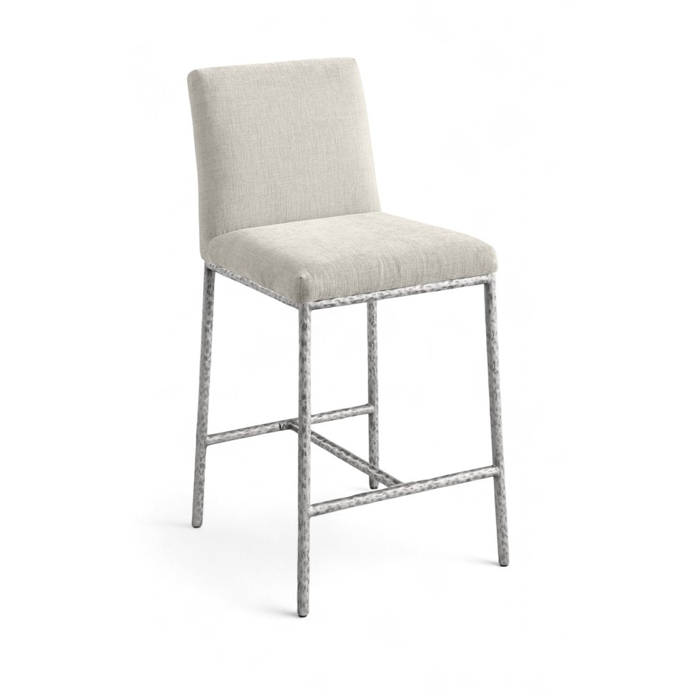 Reeves Cream Chenille Fabric Upholstered Counter Stool, Set of 2