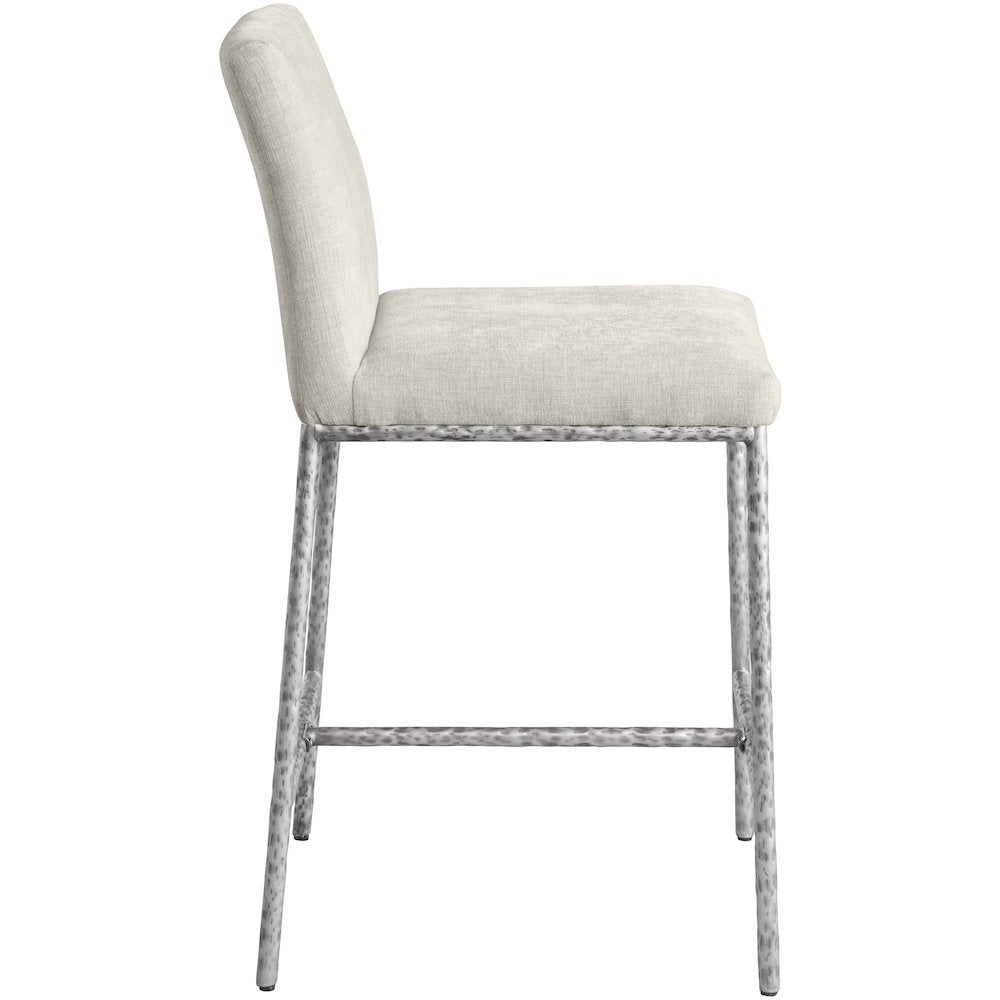 Reeves Cream Chenille Fabric Upholstered Counter Stool, Set of 2