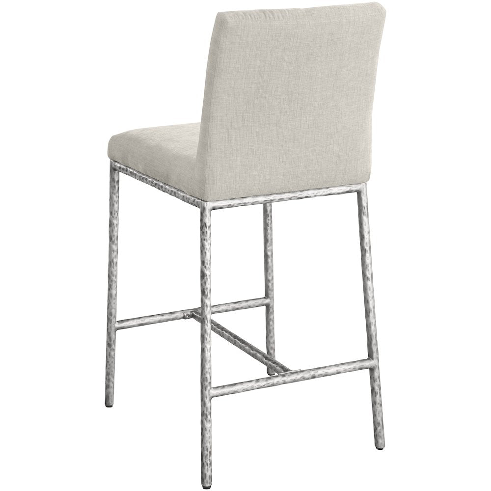 Reeves Cream Chenille Fabric Upholstered Counter Stool, Set of 2