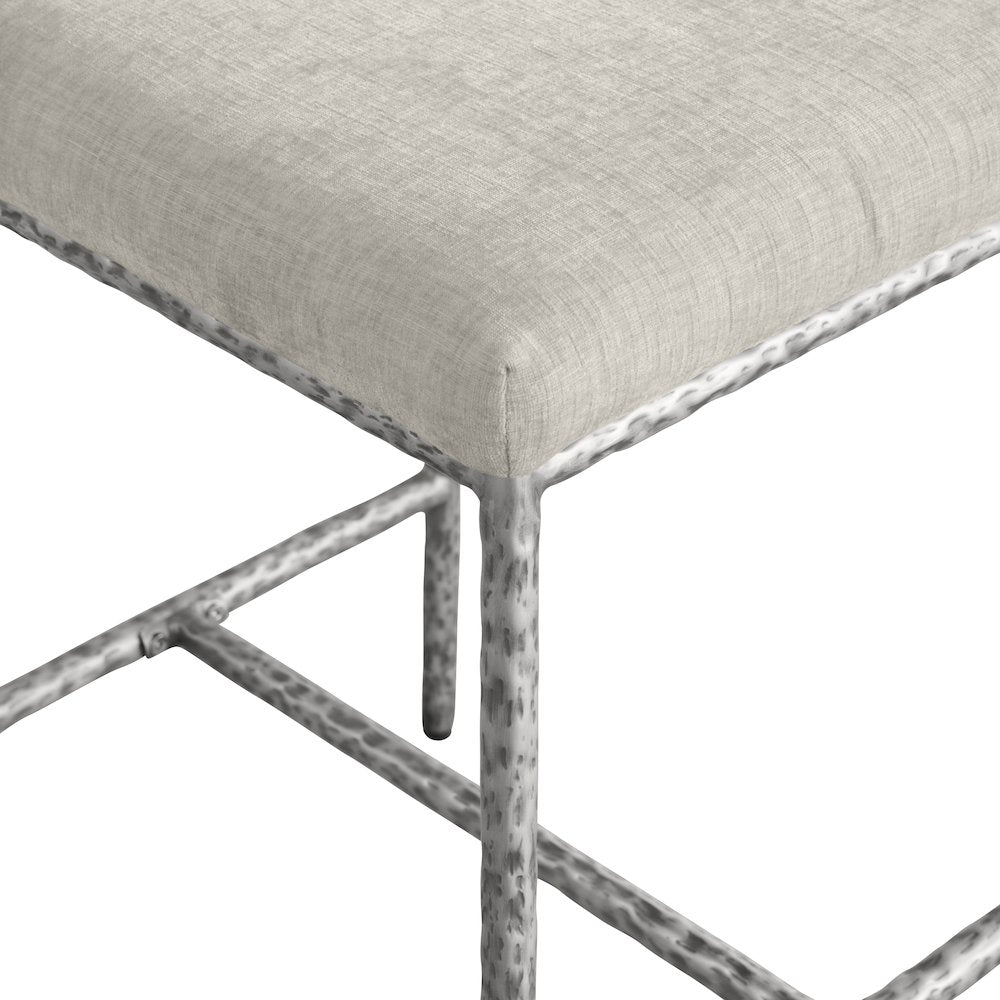 Reeves Cream Chenille Fabric Upholstered Counter Stool, Set of 2